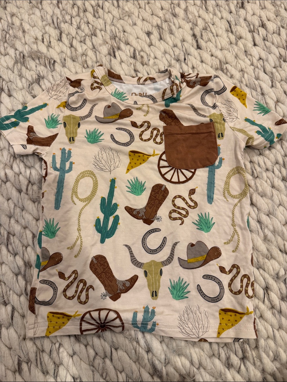 Little Sleepies Western Print Short Sleeve Tee - Brown, Teal, Olive